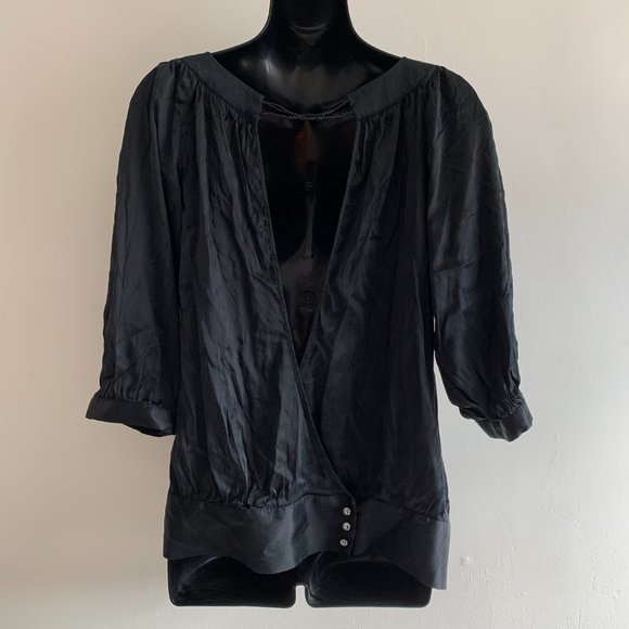 Silk Guess Blouse Open Back - Picture 2 of 4